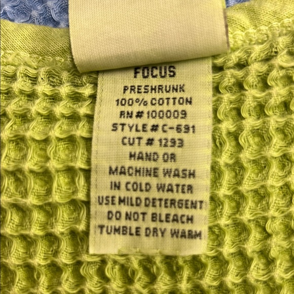 Focus Bundle of Waffle Knit 100% Cotton Tops, Green + Blue, Women’s Large - Picture 4 of 8